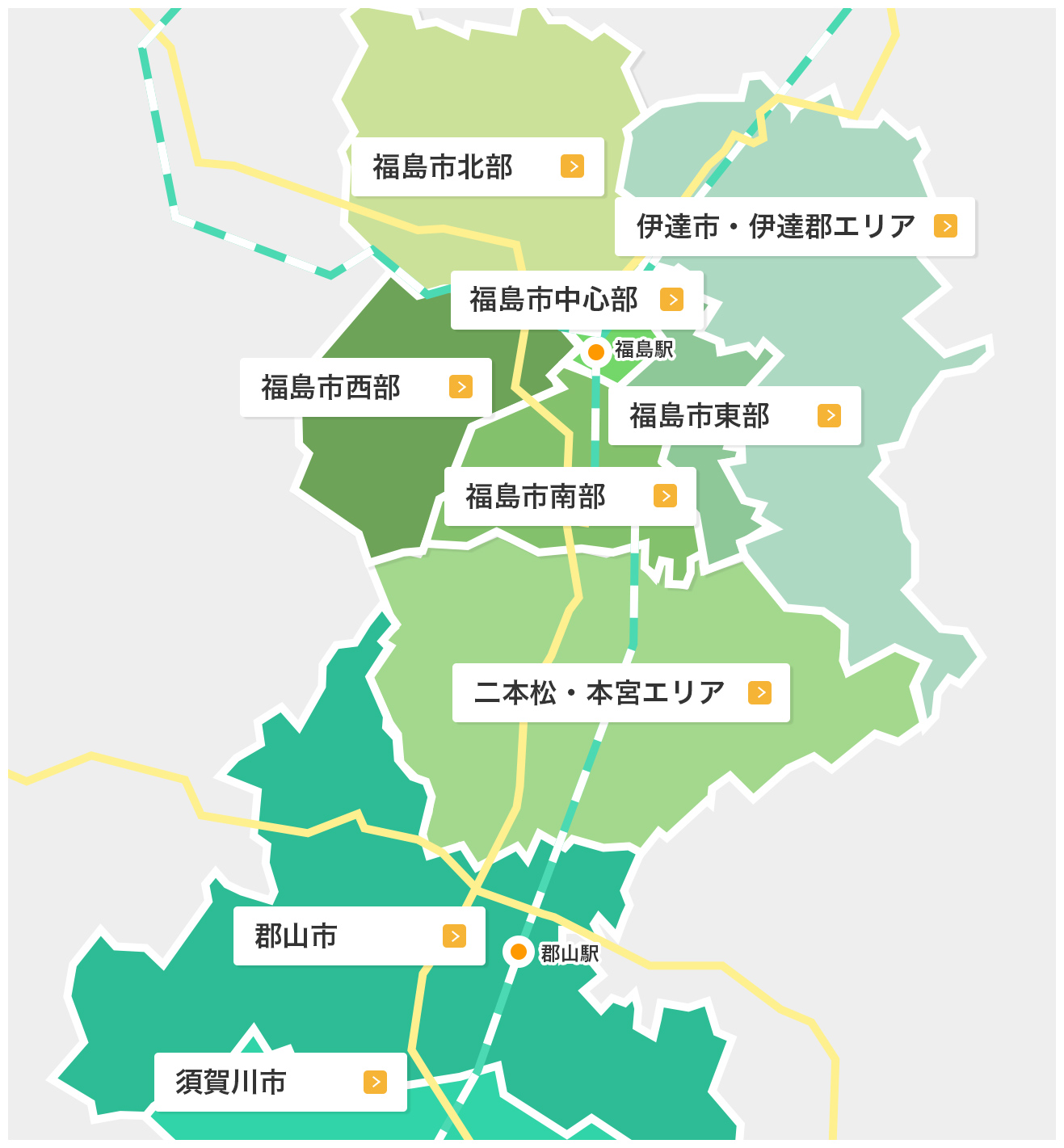 福島市周辺のエリアマップ